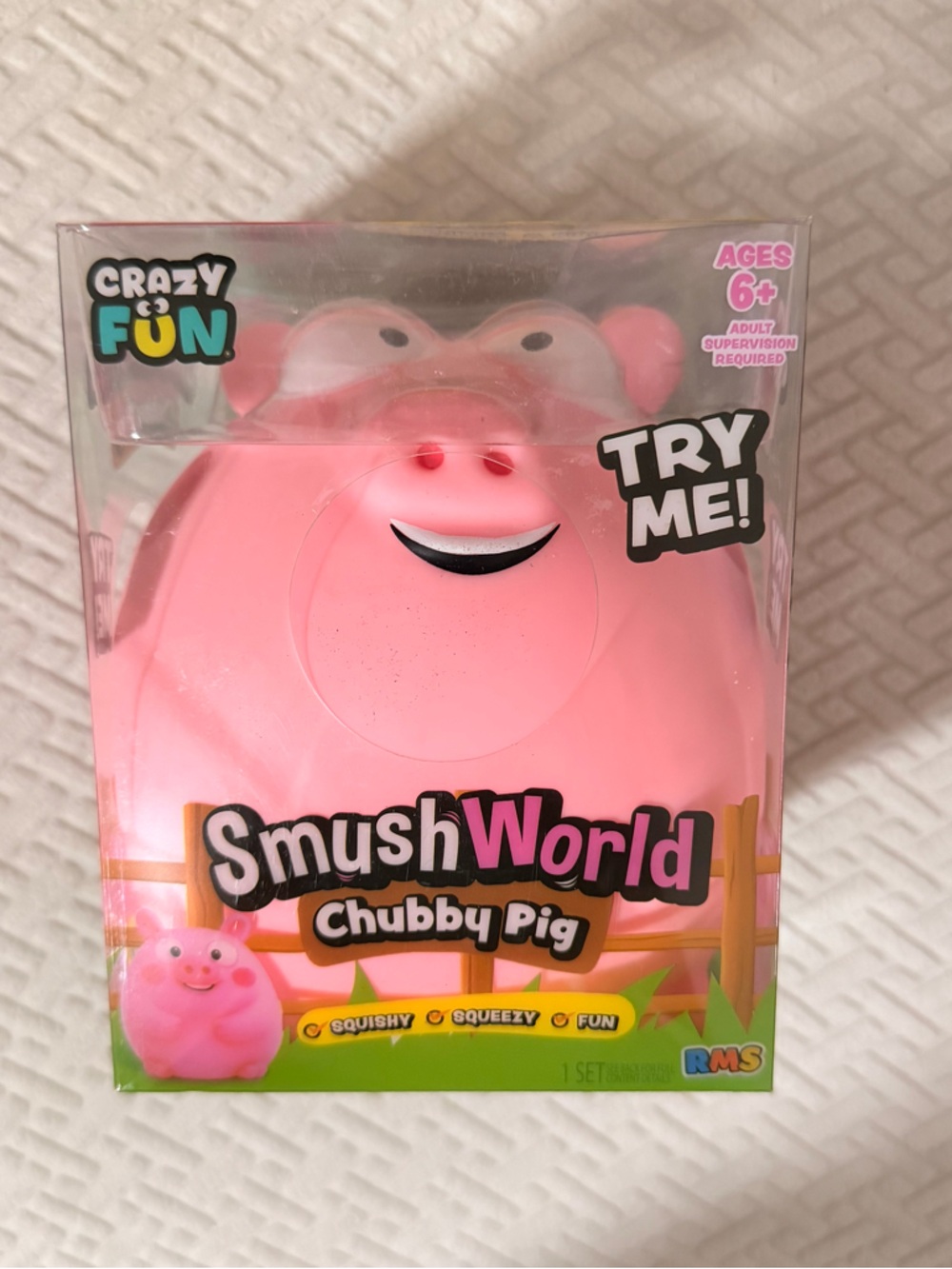 Smush World Chubby Pig Squishy Pink Stretch Stress Toy Viral TikTok Sensory